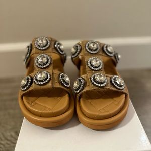 Kurt Geiger London Women's Orson Embellished Platform Slide Sandals - Camel